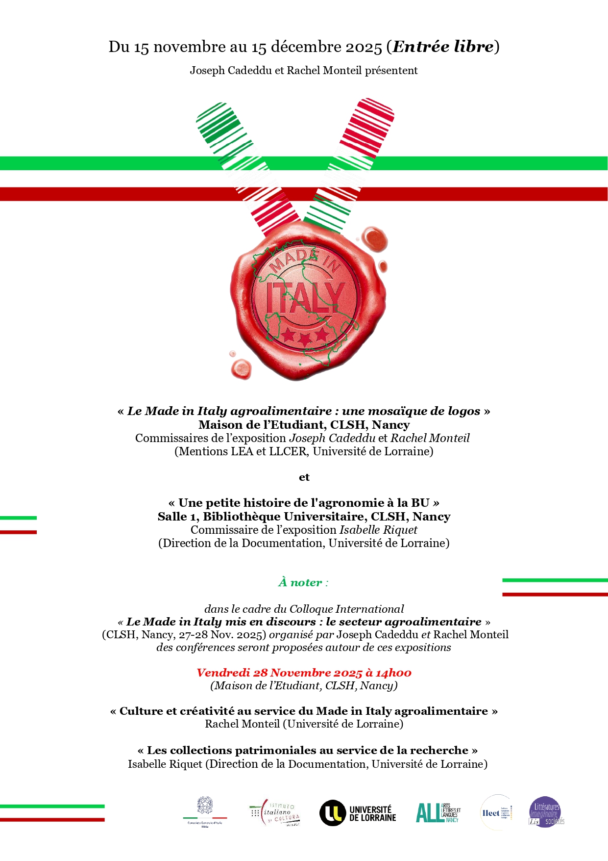 Expositions et colloques Made in Italy agroalimentaire, Nancy